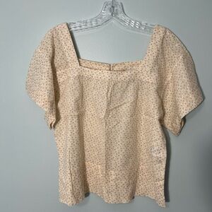 Madewell Small Top 100% cotton light spun Square Neck Pop Over Top Floral NWT